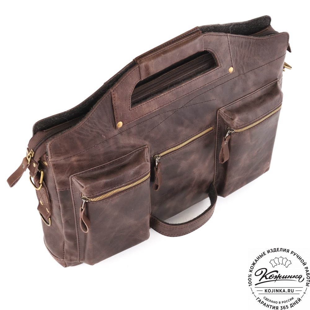  Универсальный кожаный портфель "Диего" (темно-коричневый антик) 